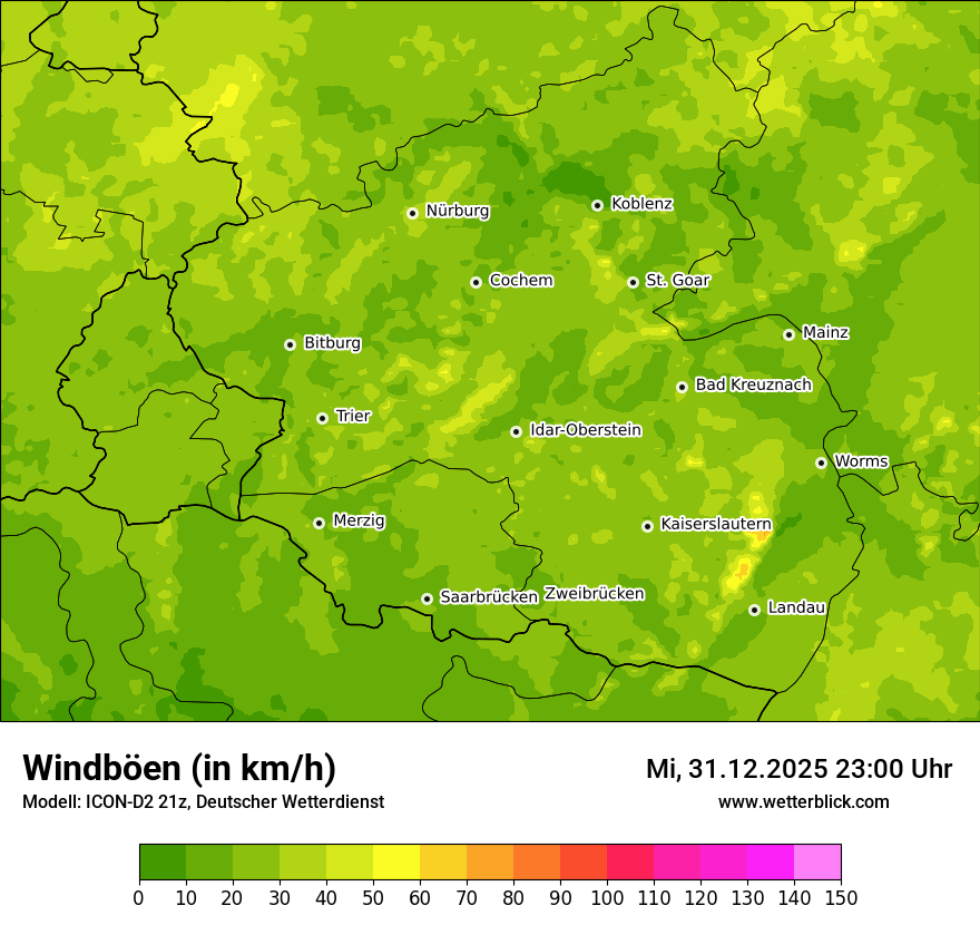 Modellkarten Windgeschwindigkeit