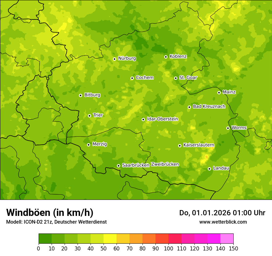 Modellkarten Windgeschwindigkeit