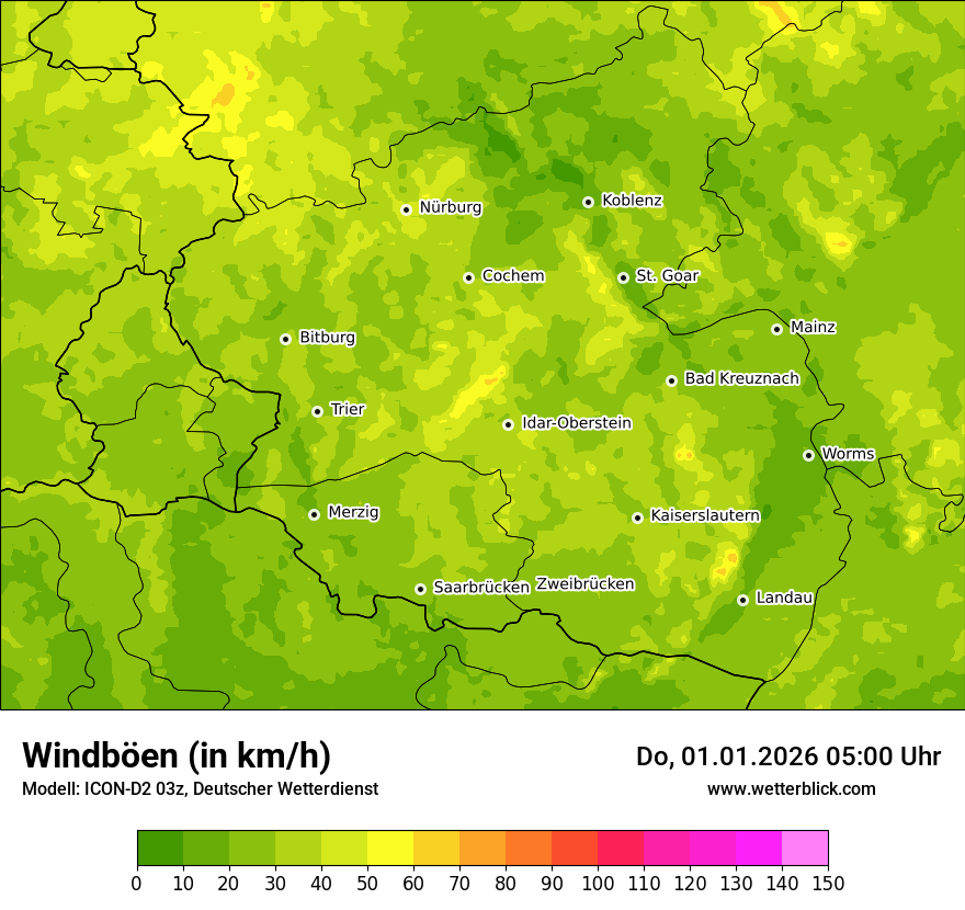 Modellkarten Windgeschwindigkeit