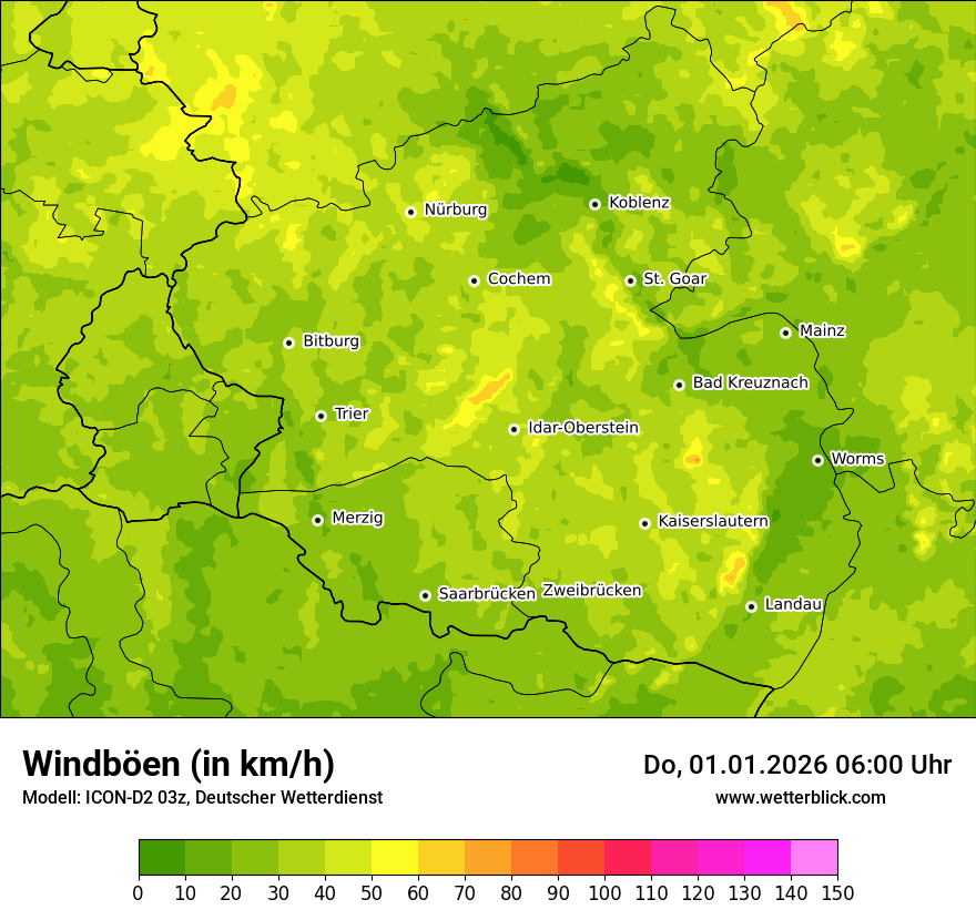 Modellkarten Windgeschwindigkeit