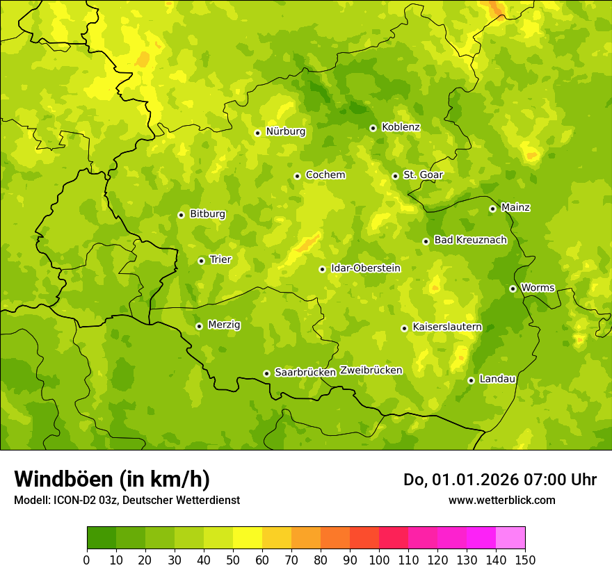 Modellkarten Windgeschwindigkeit