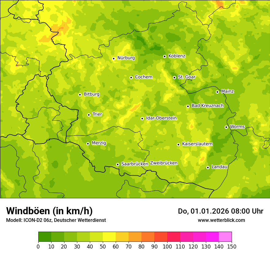 Modellkarten Windgeschwindigkeit