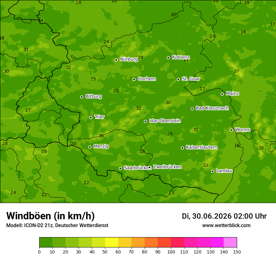 Maximale Windböen