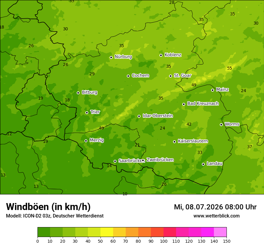 Maximale Windböen