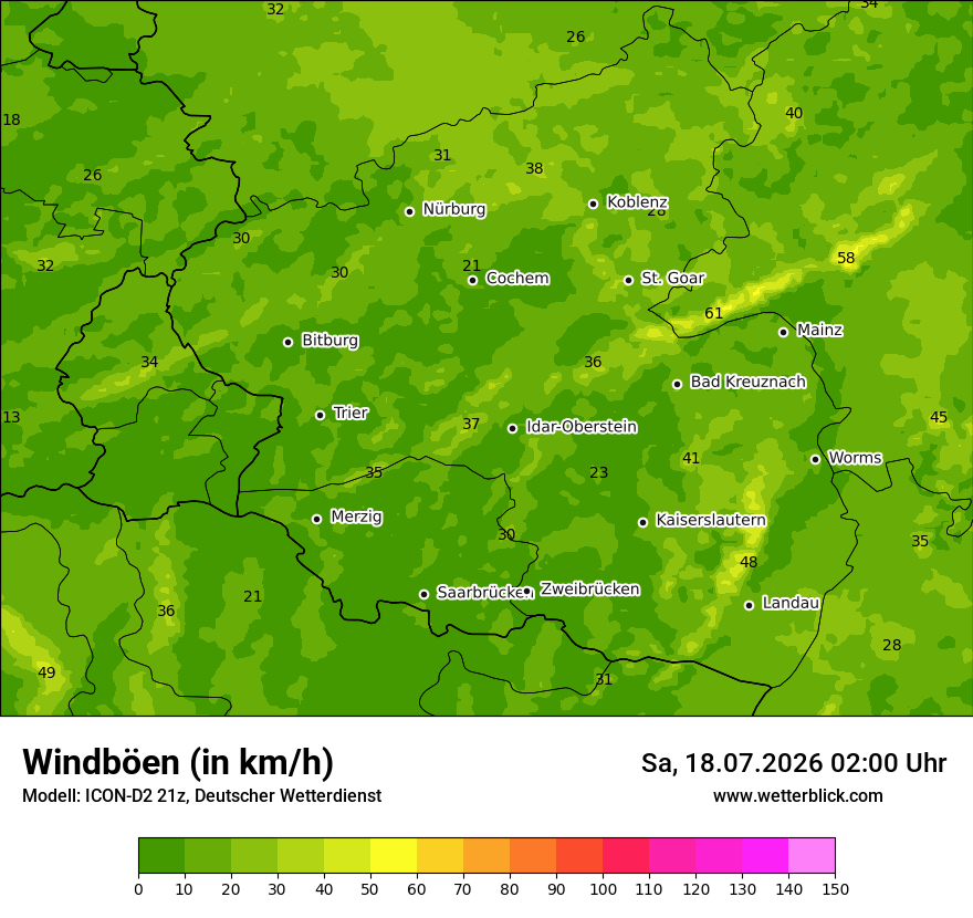 Maximale Windböen