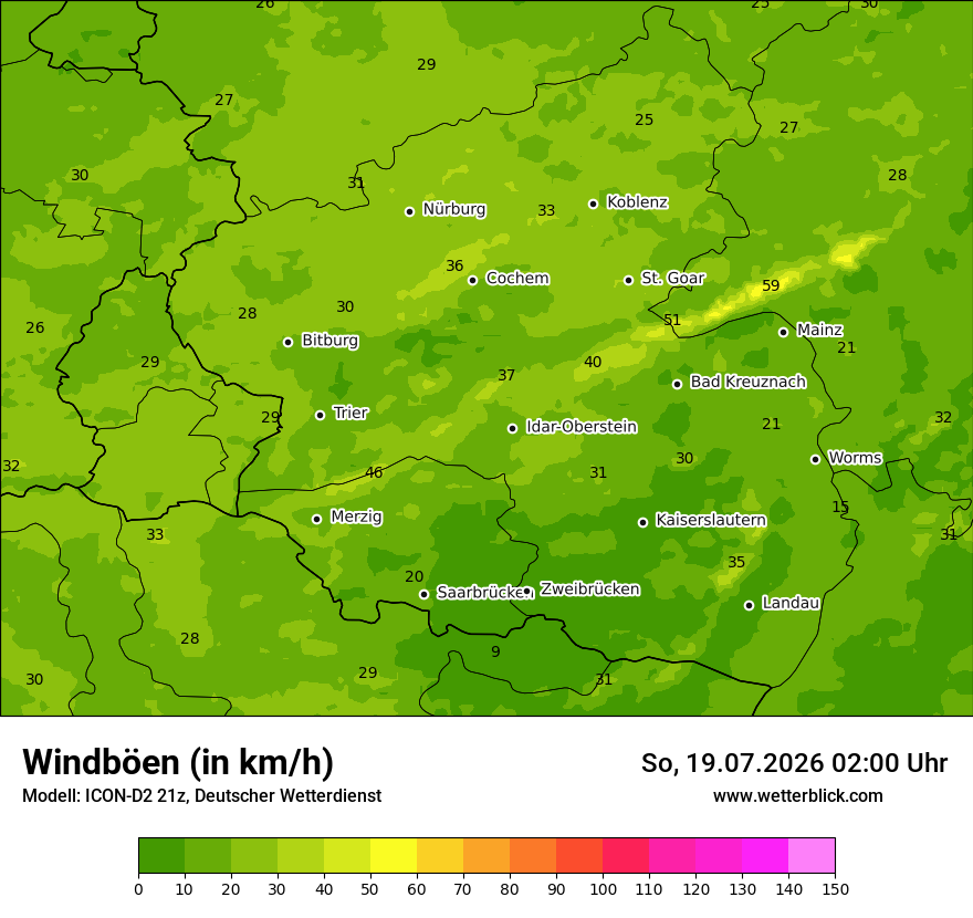 Maximale Windböen