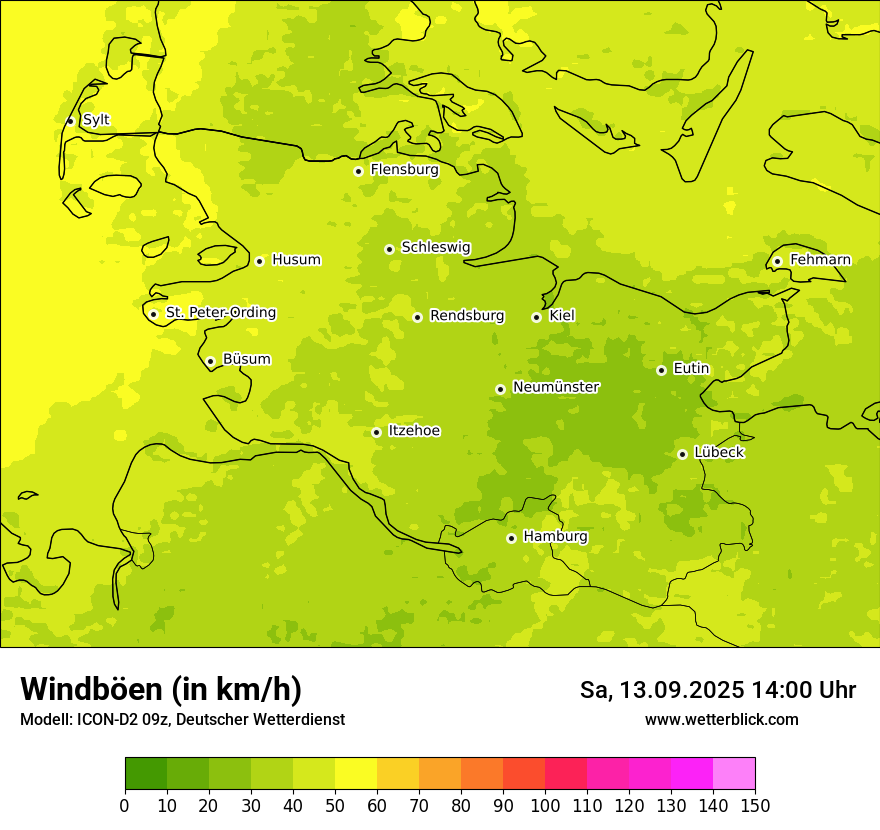 Modellkarten Windgeschwindigkeit