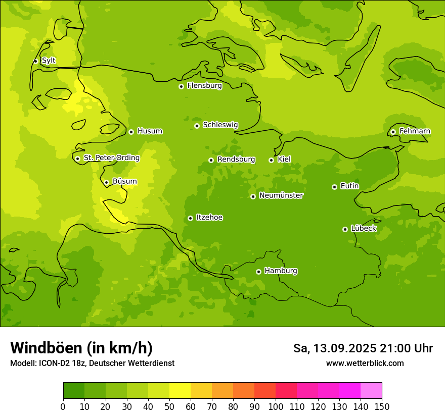 Modellkarten Windgeschwindigkeit