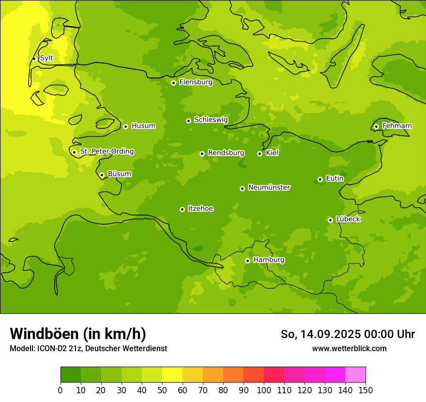 Modellkarten Windgeschwindigkeit