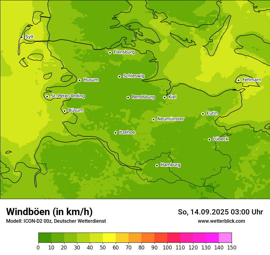 Modellkarten Windgeschwindigkeit