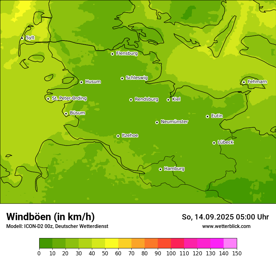 Modellkarten Windgeschwindigkeit