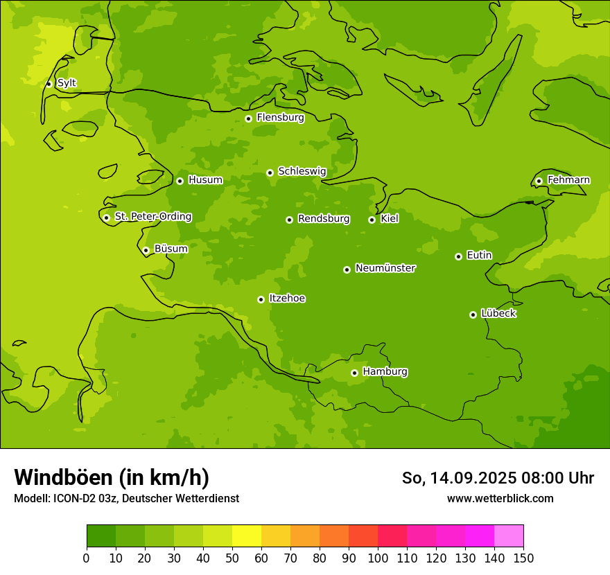 Modellkarten Windgeschwindigkeit