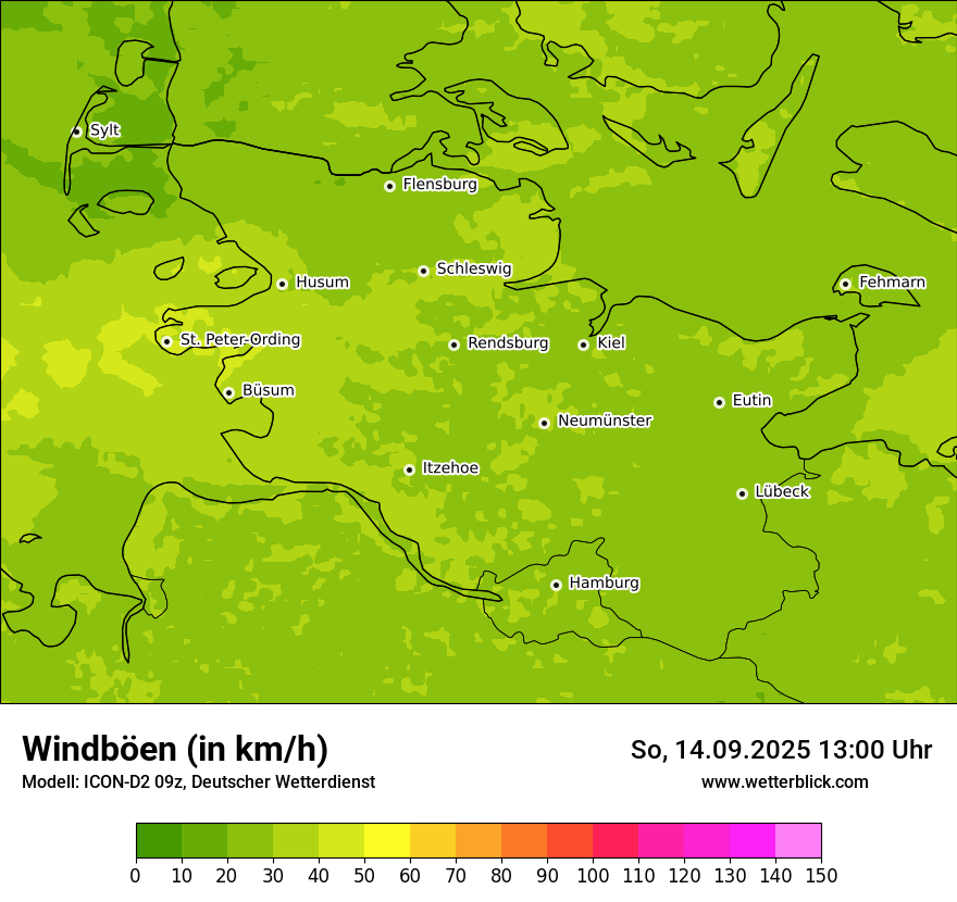Modellkarten Windgeschwindigkeit