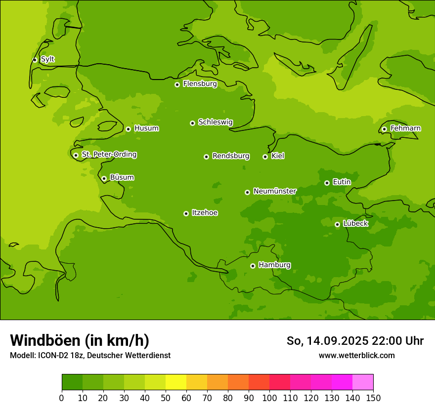 Modellkarten Windgeschwindigkeit
