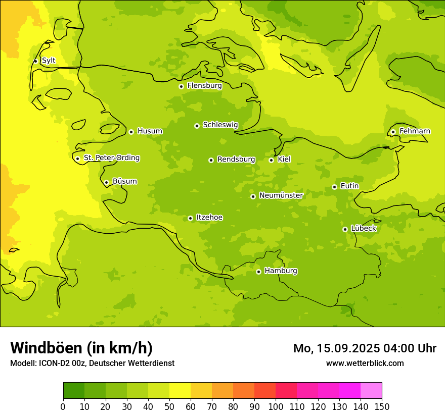 Modellkarten Windgeschwindigkeit