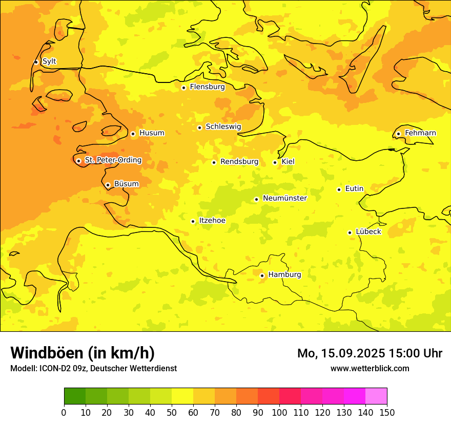 Modellkarten Windgeschwindigkeit