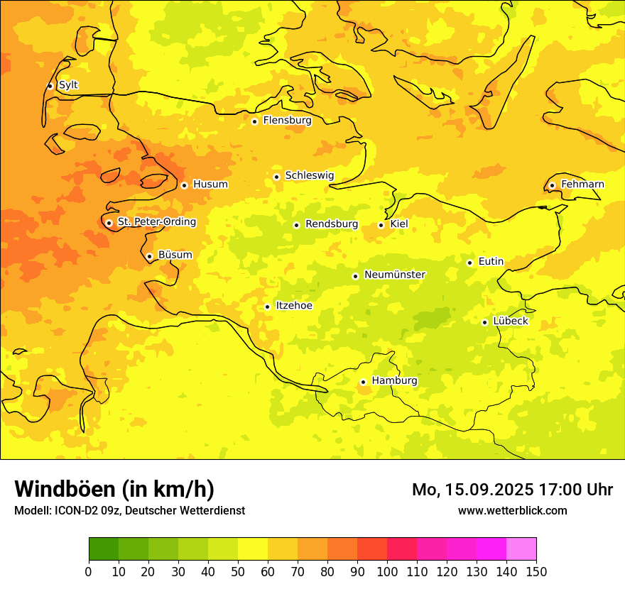 Modellkarten Windgeschwindigkeit