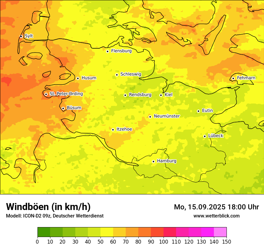 Modellkarten Windgeschwindigkeit