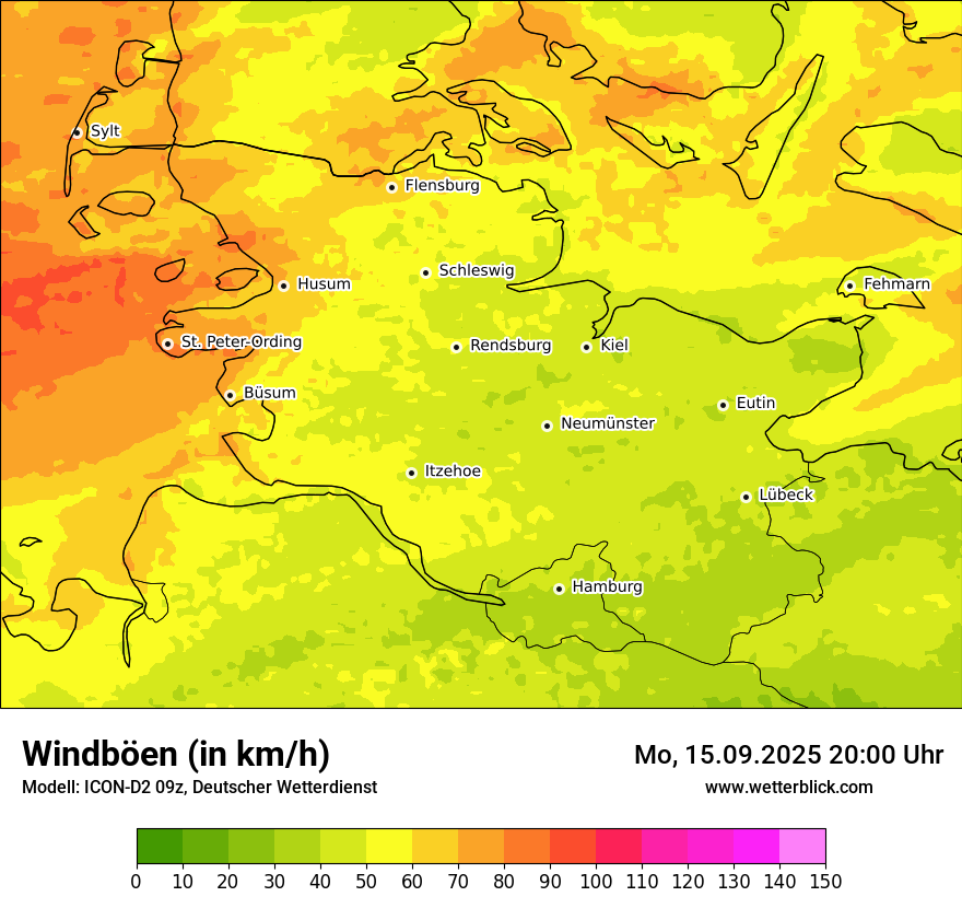 Modellkarten Windgeschwindigkeit