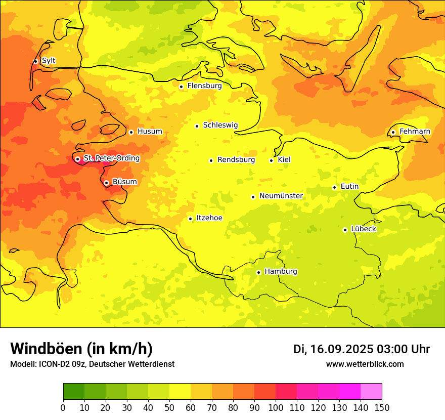 Modellkarten Windgeschwindigkeit