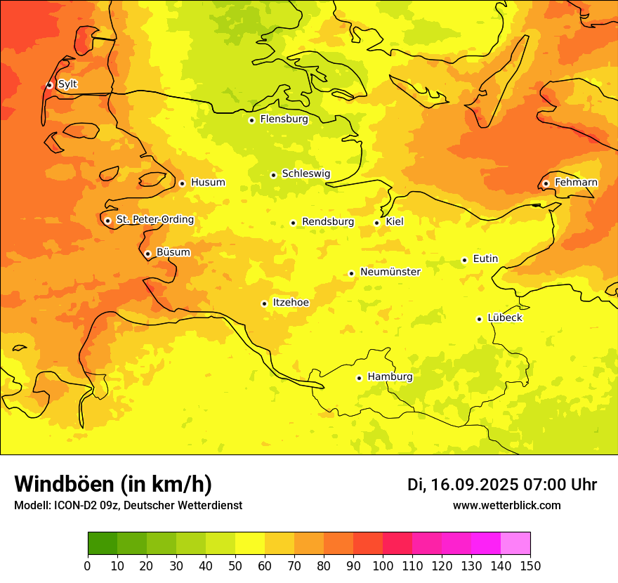 Modellkarten Windgeschwindigkeit