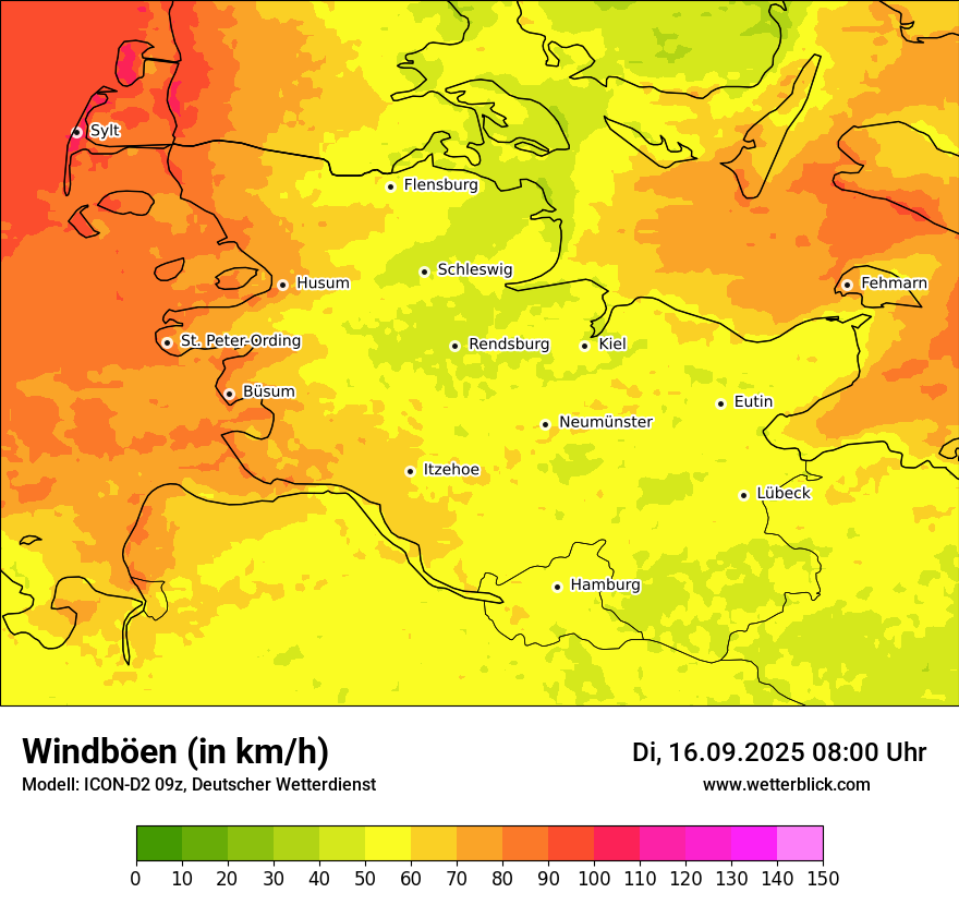 Modellkarten Windgeschwindigkeit
