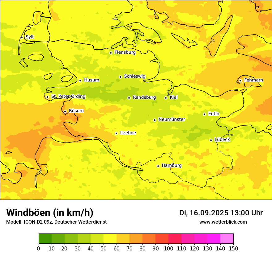 Modellkarten Windgeschwindigkeit