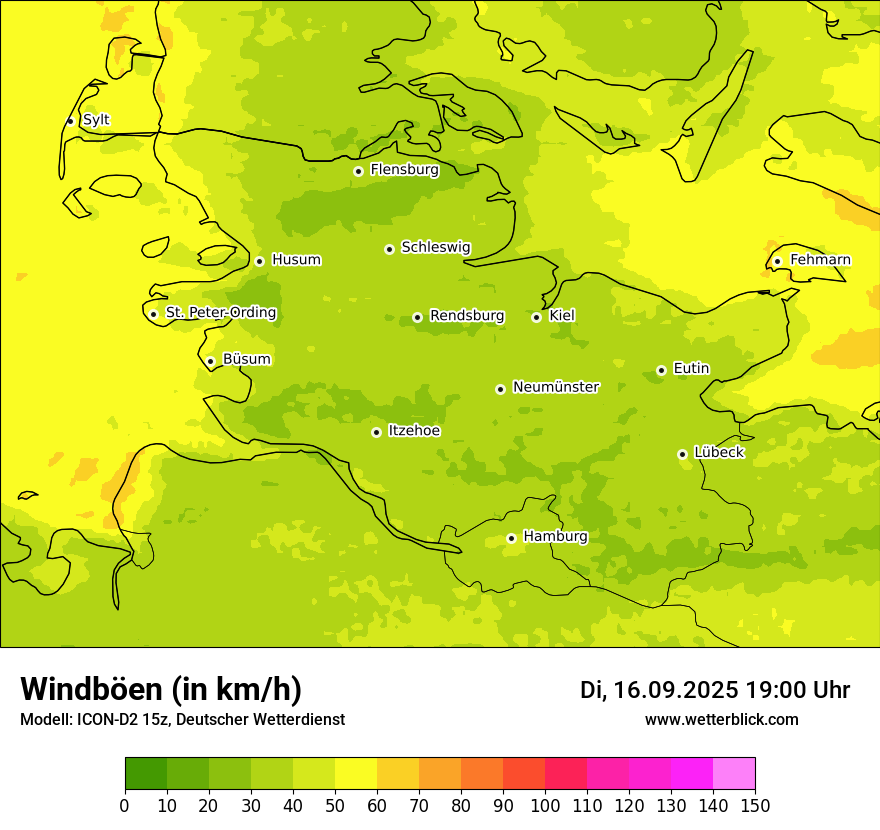 Modellkarten Windgeschwindigkeit