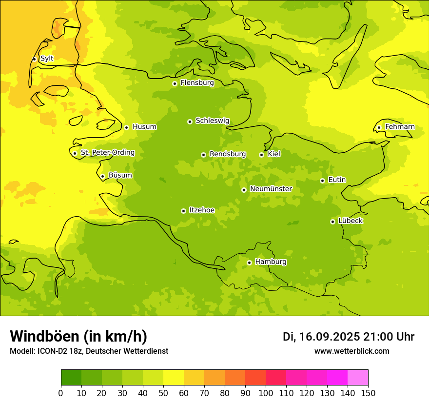 Modellkarten Windgeschwindigkeit