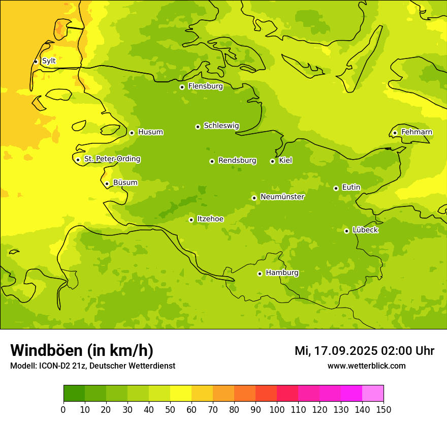 Modellkarten Windgeschwindigkeit