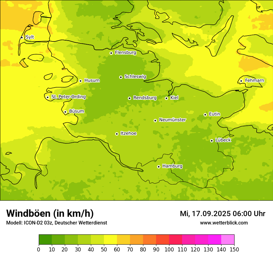 Modellkarten Windgeschwindigkeit