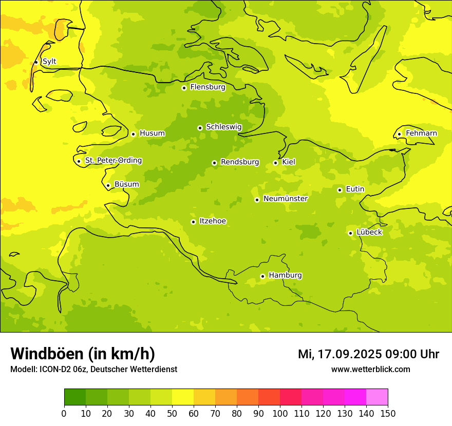 Modellkarten Windgeschwindigkeit
