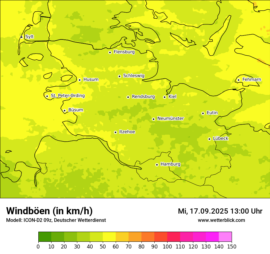 Modellkarten Windgeschwindigkeit