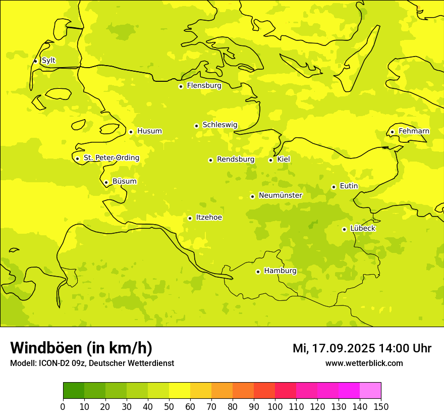 Modellkarten Windgeschwindigkeit