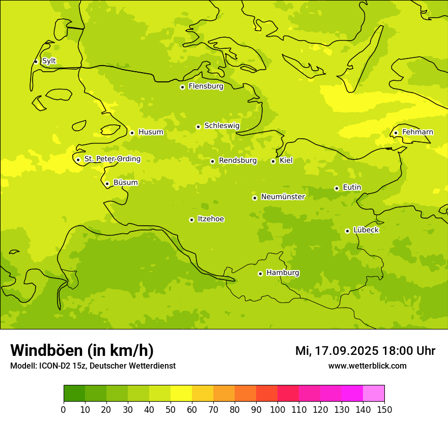 Modellkarten Windgeschwindigkeit