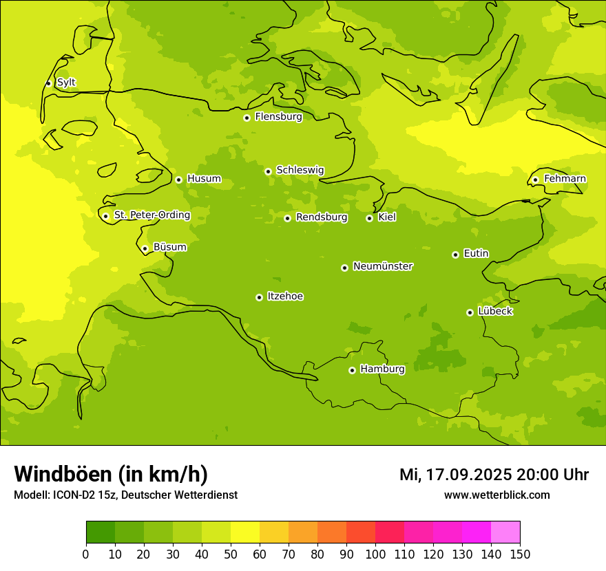 Modellkarten Windgeschwindigkeit