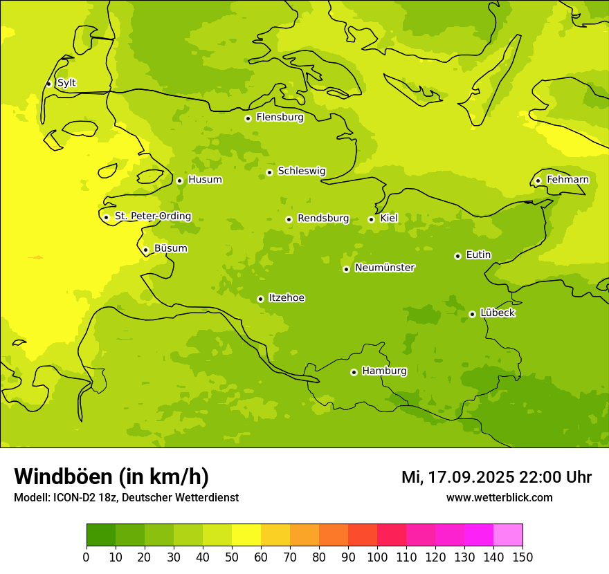 Modellkarten Windgeschwindigkeit