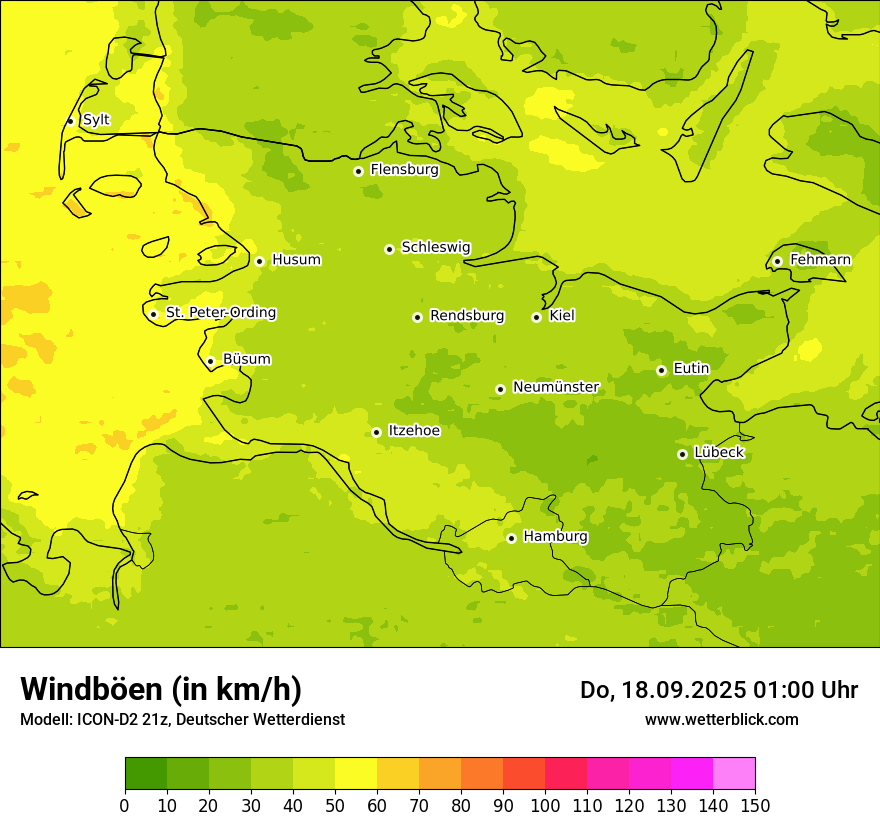 Modellkarten Windgeschwindigkeit