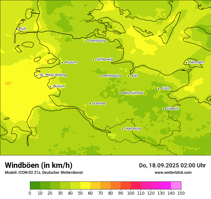 Modellkarten Windgeschwindigkeit