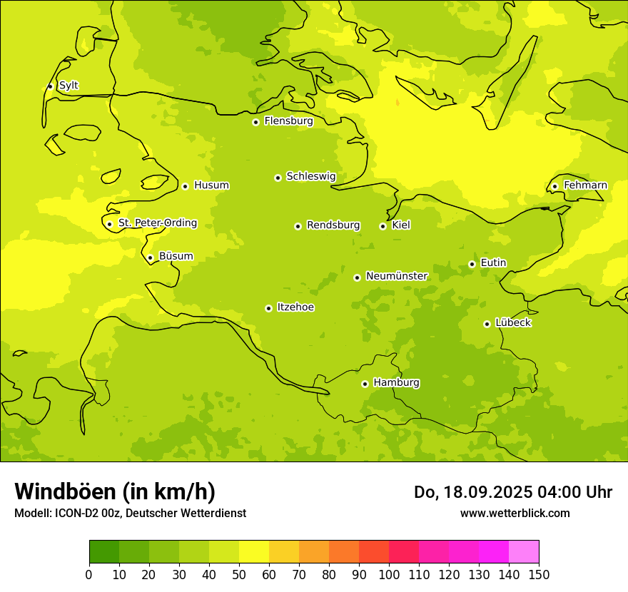 Modellkarten Windgeschwindigkeit