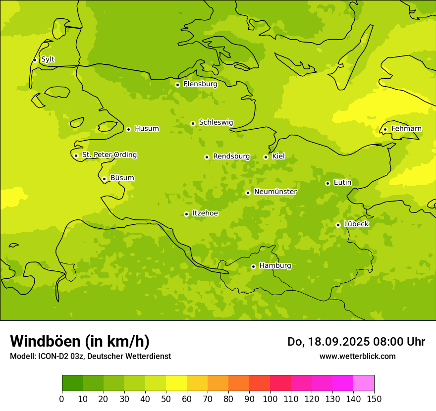 Modellkarten Windgeschwindigkeit