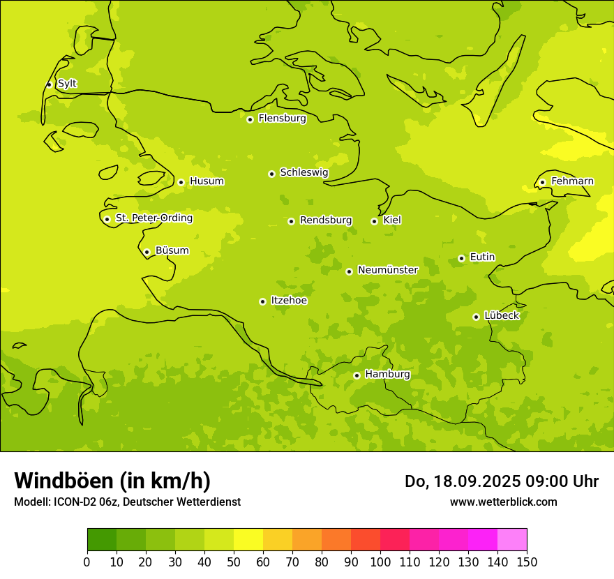 Modellkarten Windgeschwindigkeit