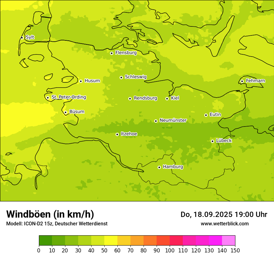 Modellkarten Windgeschwindigkeit