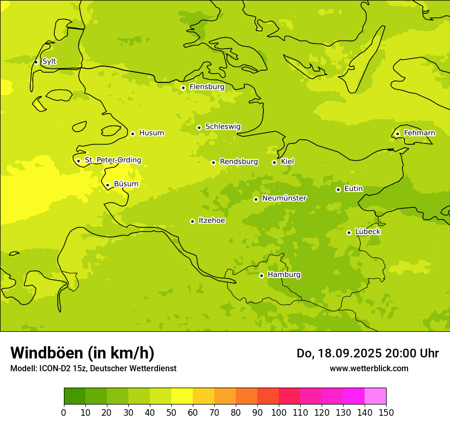 Modellkarten Windgeschwindigkeit