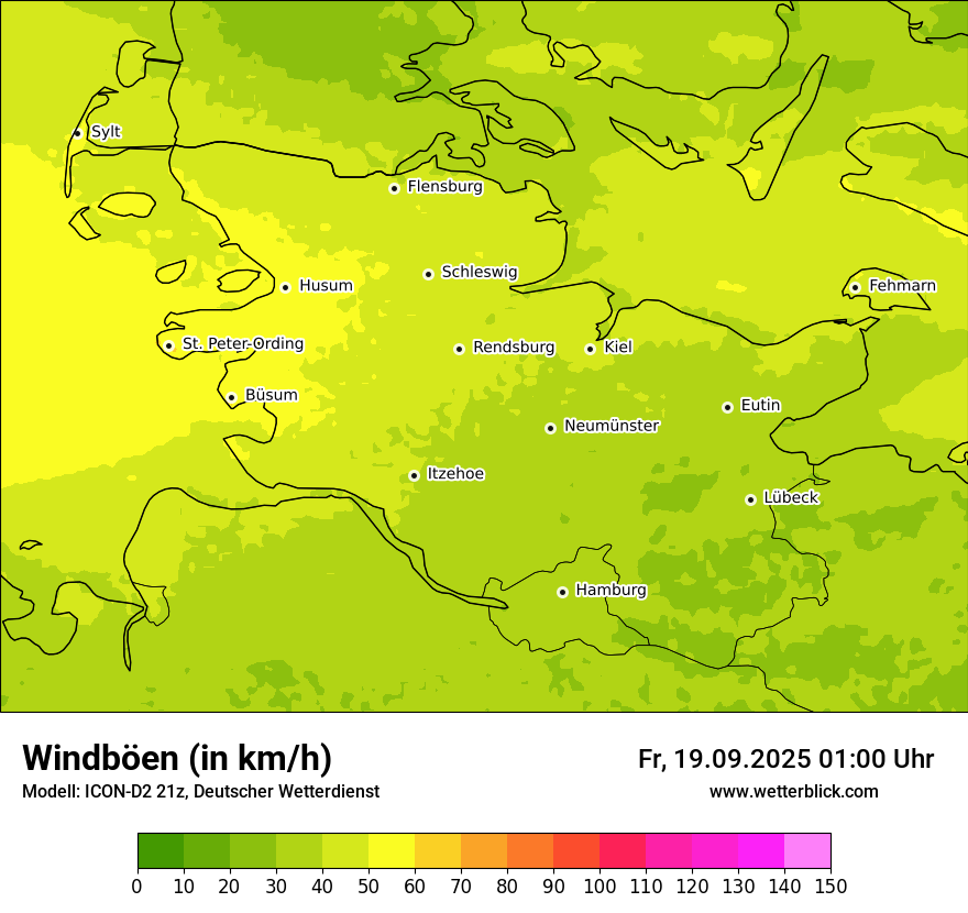 Modellkarten Windgeschwindigkeit