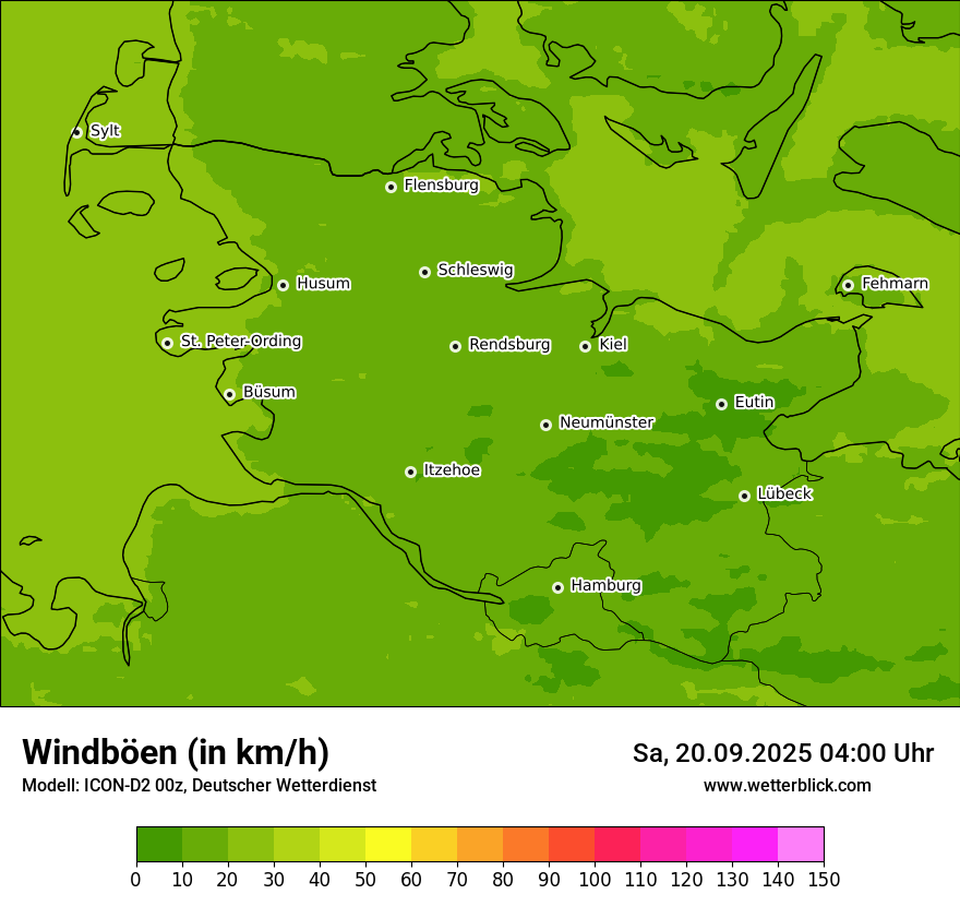 Modellkarten Windgeschwindigkeit
