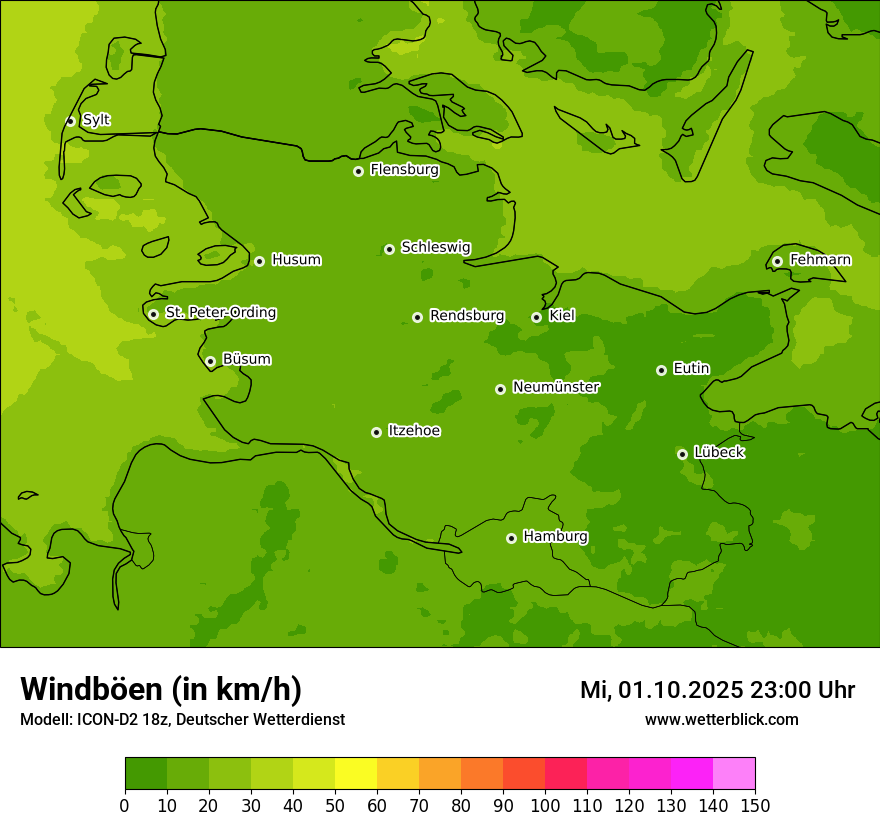 Modellkarten Windgeschwindigkeit