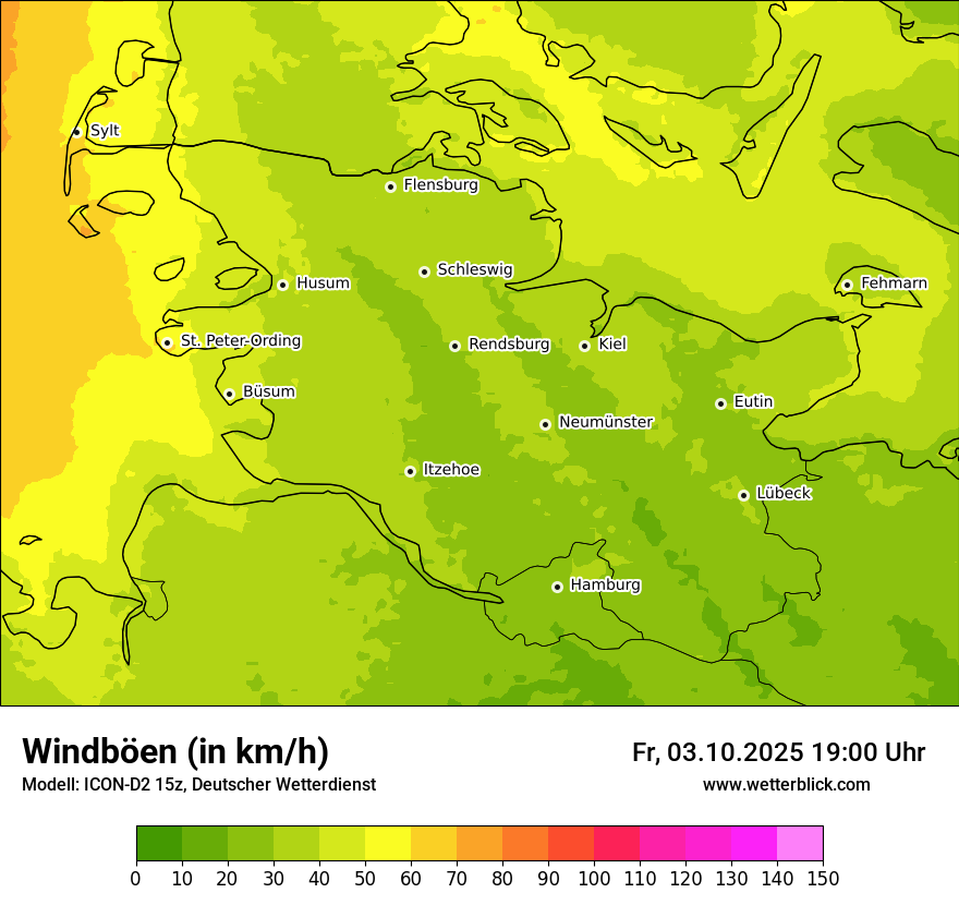 Modellkarten Windgeschwindigkeit