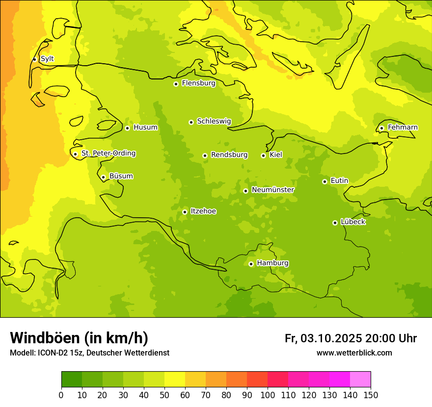 Modellkarten Windgeschwindigkeit