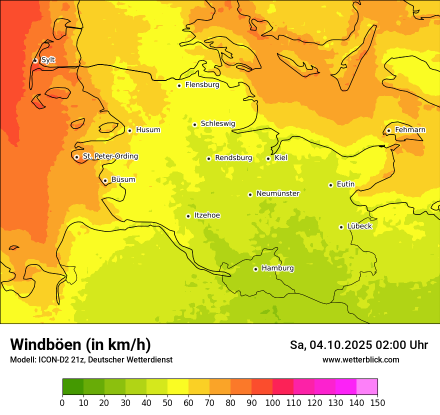 Modellkarten Windgeschwindigkeit